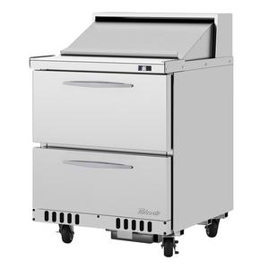 Turbo Air 27.5" Two Drawer 8 Pan Sandwich Salad Prep Table - PST-28-D2-FB-N