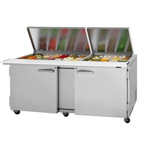 Turbo Air 72" 30 Pan Mega Top Sandwich Salad Prep Table With Flat Lids - PST-72-30-N-FL