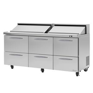 Turbo Air 72" Six Drawer 18 Pan Sandwich Salad Prep Table - PST-72-D6-N