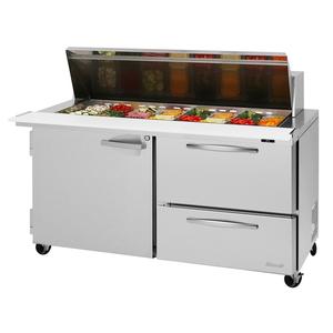 Turbo Air 60.25" Two Drawer 24 Pan Mega Top Sandwich Salad Prep Table - PST-60-24-D2R(L)-N