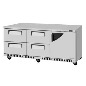 Turbo Air 72in Three Section Undercounter Refrigerator With Drawers - TUR-72SD-D4R(L)-FB-N 