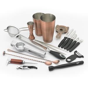 Mercer Culinary Barfly 18-Piece Deluxe Antique Copper Plated Mixology Set - M37102ACP 