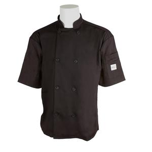 Mercer Culinary Millenia Air Series Black Short Sleeve Chef Coat - XL - M60019BK1X 