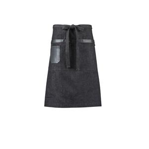 Mercer Culinary Metro Edge Black Cotton Denim Mid-Bistro Apron - M63204BKD