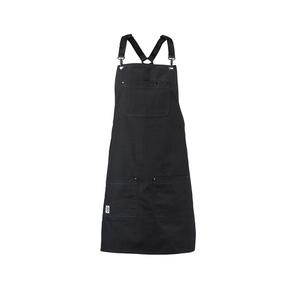 Mercer Culinary Metro Edge Black Cotton Canvas Bib Apron w/ Leather Straps - M63208BDBK