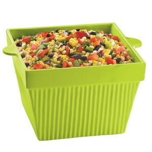 TableCraft Cold Holding 6.5 qt. Lime Green Aluminum Square Bowl - CW1490LG