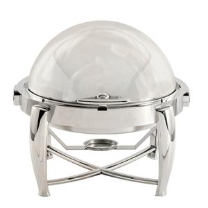 TableCraft 6qt Dripless Round Stainless Steel Chafer Dish with Roll Top - 12186 