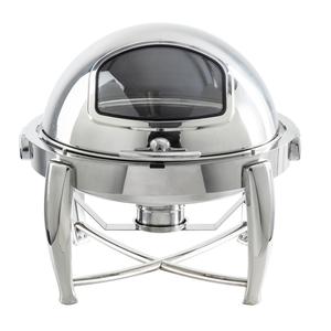 TableCraft 6 Qt. Dripless Round Stainless Steel Chafer Dish w/ Roll Top - 12187