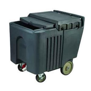 Winco Mobile 125 lb. Gray Ice Caddy w. Sliding Cover & Casters - IIC-29