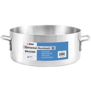 Winco 40qt Elemental Aluminum Brazier Pan with (2) Handles - ALB-40 