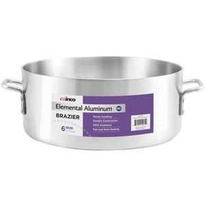 Winco 35 qt. Elemental Aluminum Brazier Pan w/ (2) Handles - ALBH-35