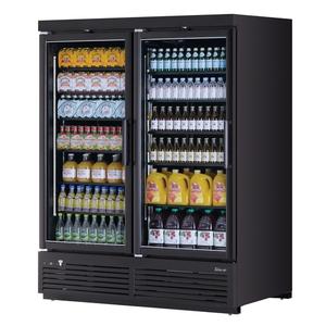 Turbo Air 65" Wide Two Section Glass Door Merchandiser Cooler - TJMR-55SDW(B)-N