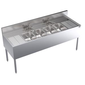 Krowne Royal Series 72" Wide Four Compartment Underbar Sink - KR24-64C