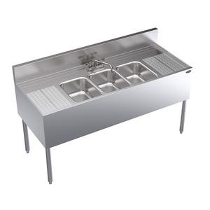 Krowne Royal Series 60" Wide Three Compartment Underbar Sink - KR24-53C