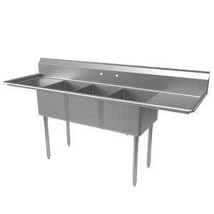 BK Resources Economy 84" 3 Compartment 16" x 20" Stainless Steel Sink - ES-3-1620-12-18T