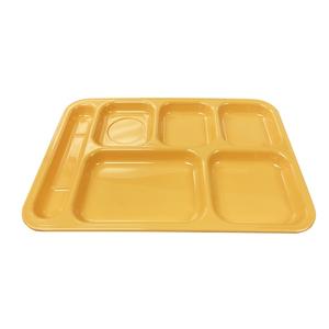 Thunder Group 10in x 14-1/2in Yellow 6 Compartment Melamine Tray - 1dz - ML801YW 