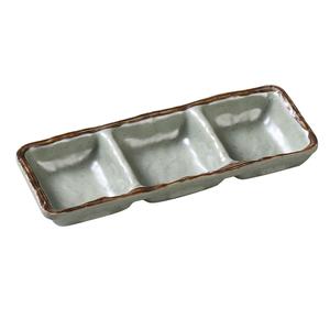 Yanco China Yoto Matte Green Melamine 2oz 3-Compartment Sauce Dish - YO-9113 