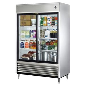 True 2 Sliding Glass Door Stainless Steel Reach-in Refrigerator - TSD-47G-HC-LD