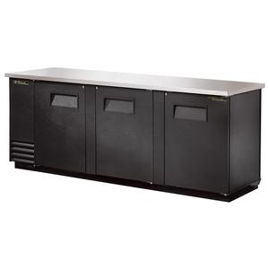 True 90in Three-Section Black Coated Pass-Thru Back Bar Cooler - TBB-4PT 