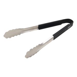 Winco UT-16HP-K 16" Stainless Steel Utility Tongs w/ Black Plastic Handle