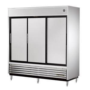 True 78" Refrigerated Stainless Steel 3 Sliding Door Refrigerator - TSD-69-HC
