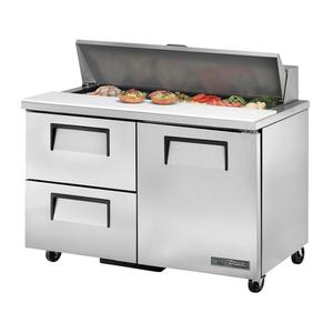 True 48in Refrigerated 12 Pan Mega Top Sandwich Prep Table - TSSU-48-12D-2-HC 
