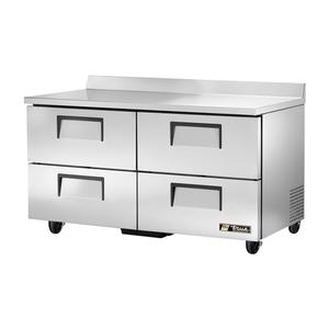 True 60in Stainless Steel Deep 4 Drawer Work Top Refrigerator - TWT-60D-4-HC 