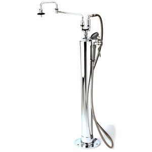 T&S Brass Floor Mounted 4" Kettle Filler Stanchion w/ Single Valve - B-0180