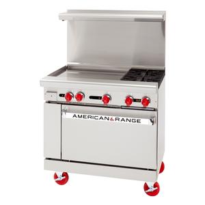 American Range 36in Gas 2 Burner Range with 24in Left Side Manual Griddle - AR-24G-2B-SB 