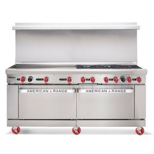 American Range 72" Gasl 6 BurnerRange w/ 36" Left Side Manual Griddle - AR-36G-6B-126L-SBR