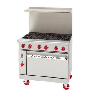 American Range 36in Gas 2 Burner Green Flame Range with 24in Manual Griddle - ARGF-24G-2B-C 