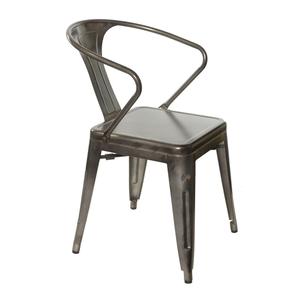 Just Chair Manufaturing Industrial Outdoor Gunmetal Steel Frame Stacking Arm Chair - G42518A