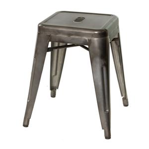 Just Chair Manufaturing Industrial Gunmetal Grey Galvanized Metal Stacking Stool - G42518X 