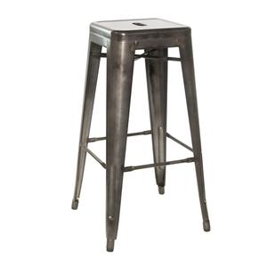 Just Chair Manufaturing Industrial Gunmetal Galvanized Metal Frame Backless Barstool - G42530X
