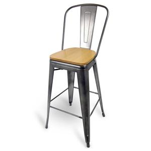 Just Chair Manufaturing Industrial Galvanized Welded Frame Gunmetal Finish Bar Stool - G42630-SS 