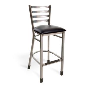 Just Chair Manufaturing Industrial Ladder Back Clear Coated Steel Frame Bar Stool - M20130-CC-PS 