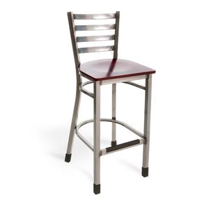 Just Chair Manufaturing Industrial Ladder Back Clear Coated Steel Frame Bar Stool - M20130-CC-VS 