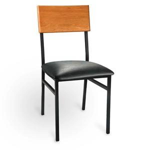 Just Chair Manufaturing Industrial Metal Frame Rustic Oak Seat & Back Side Chair - M66818-COM