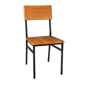 Just Chair Manufaturing Industrial Metal Frame Rustic Oak Seat & Back Side Chair - M66818