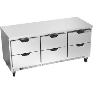 Beverage Air 72" Wide Three Section Six Drawer Worktop Refrigerator - WTRD72AHC-6-FLT