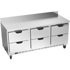 beverage-air 72in Wide Three Section Six Drawer Worktop Refrigerator - WTRD72AHC-6 