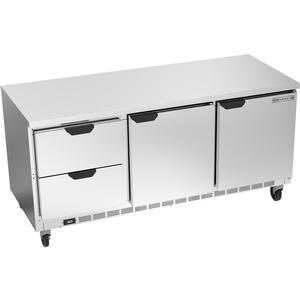 beverage-air 72in Wide Three Section Two Drawer Worktop Refrigerator - WTRD72AHC-2-FLT 