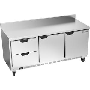 beverage-air 72in Wide Three Section Two Drawer Worktop Refrigerator - WTRD72AHC-2-FIP 