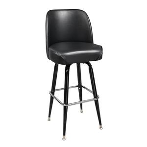 Just Chair Manufaturing Black Steel Frame Swivel Bar Stool with Black Bucket Seat - B42130-BLK 