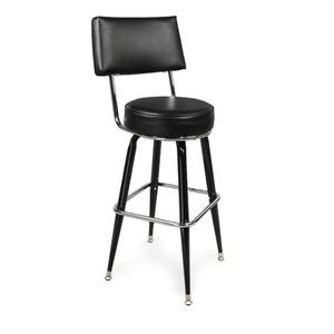 Just Chair Manufaturing Black Steel Frame Metal Barstool with Round Swivel Seat & Back - B42030-BLK 