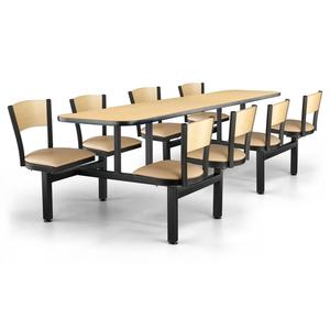 Just Chair Manufaturing Cluster 108"Welded Steel Black Wood Finish Table Island Unit - CLUS-IS-8S-WB 