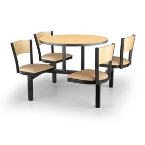 Just Chair Manufaturing Cluster 36in Diameter Welded Steel Black Table Island Unit - CLUS-RD36-4S-WB 