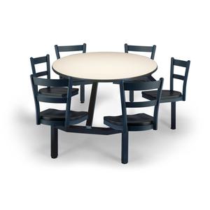 Just Chair Manufaturing Cluster 48in dia. Welded Steel Black Table Island Unit - CLUS-RD48-6S-MB 