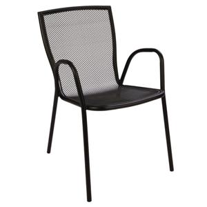 Just Chair Manufaturing G63718A-MESH-BLK Black Powder Coat Galvanized Steel Outdoor Mesh Arm Chair