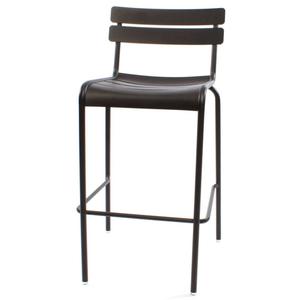 Just Chair Manufaturing Horizontal Dual Slat Back Black Outdoor Metal Barstool - JTA-39130-BLK